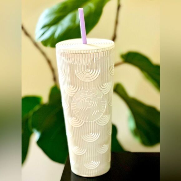 Starbucks 2023 Spring Pearl White 24oz Mermaid Venti Tumbler - Picture 1 of 3